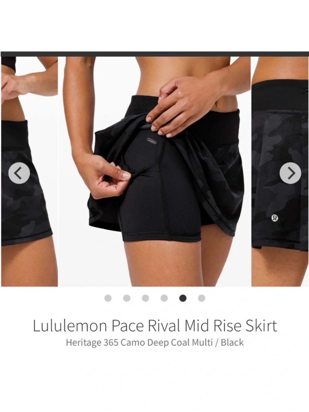 Lululemon Pace Rival Mid Rise Skirt Heritage 365 Camo Deep Coal Sz 4